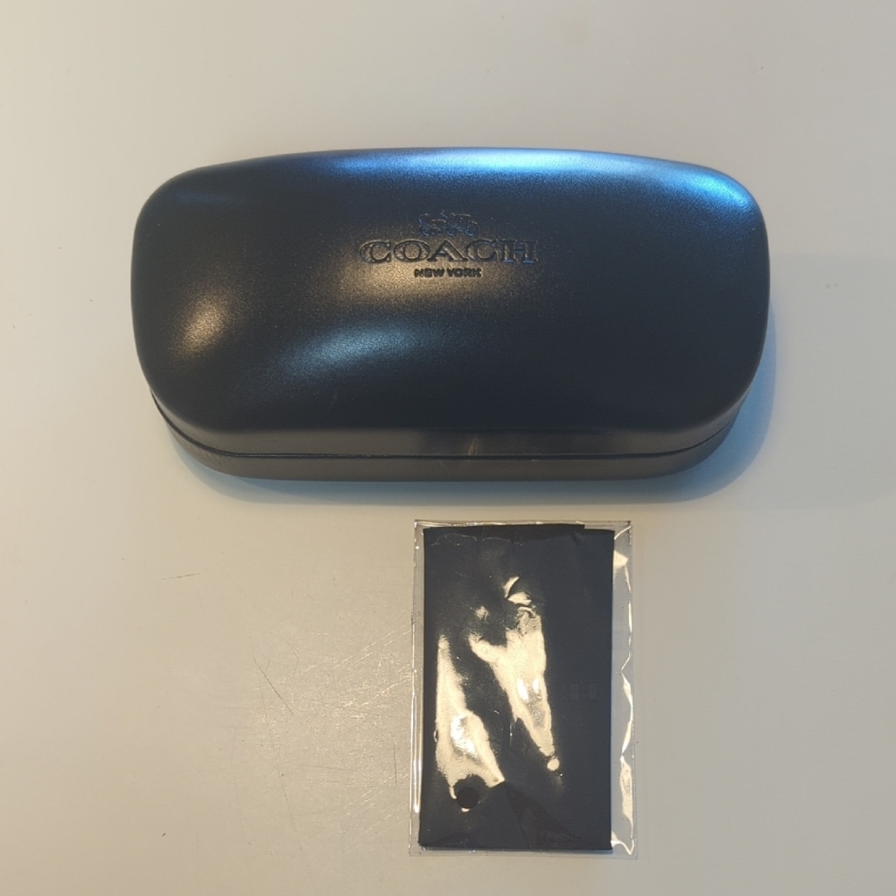Coach Midnight Black Eyewear Case with Matching Cleaning Cloth